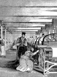 Illustration of a weaving shed