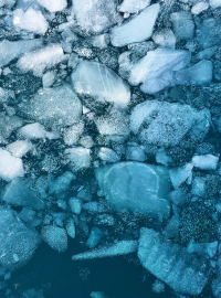 Large chunks of ice on the sea's surface